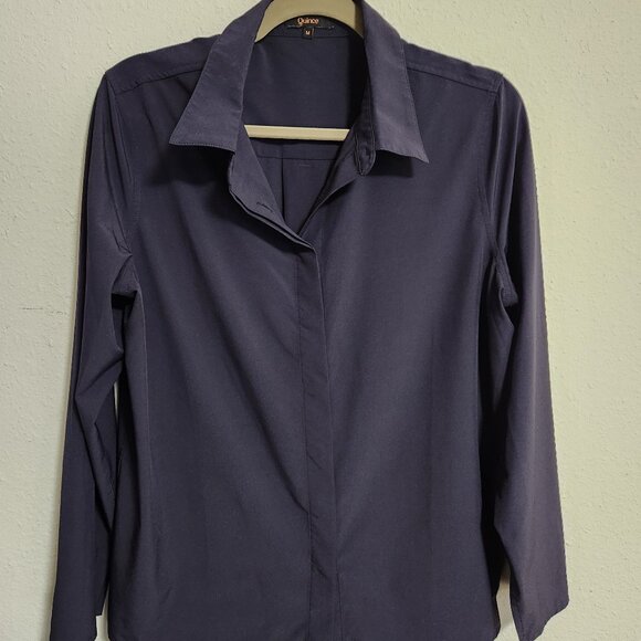 Quince Performance Tech Blouse Navy Medium - Picture 2 of 8